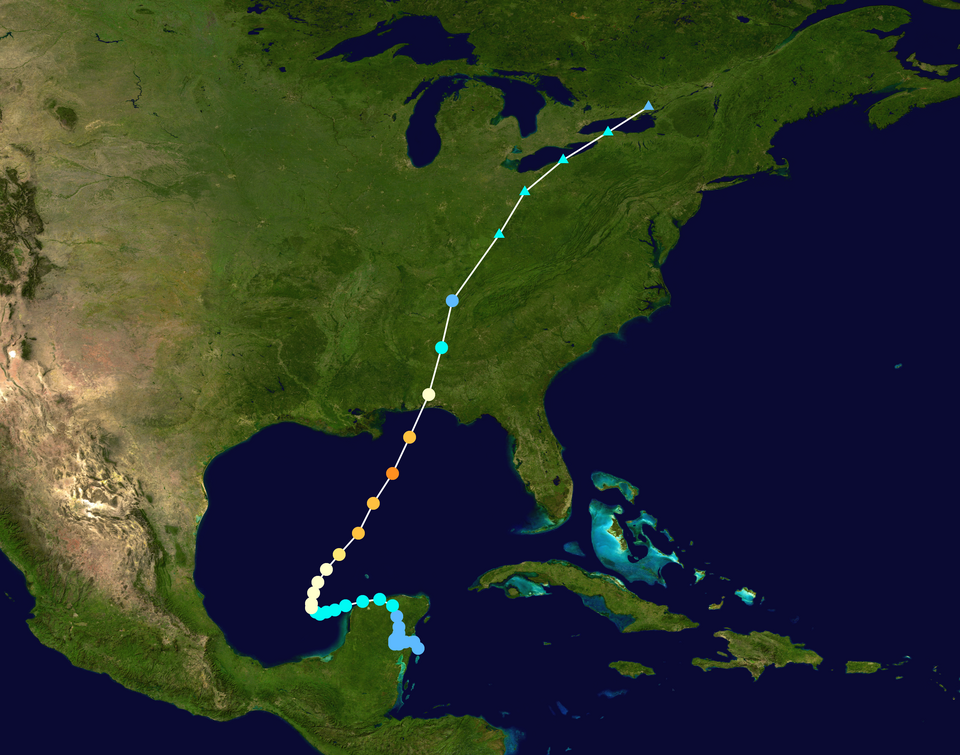 Hurricane Opal 1995 track map